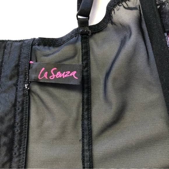 LA Senza Black & Burgundy Lace Corset Merrywidow Size Small - Picture 7 of 11